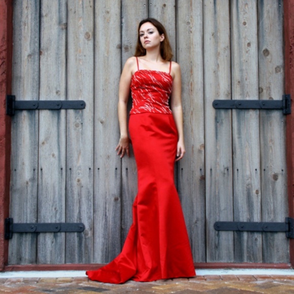 Red Ball Gown- Fit & Flare - Picture 1 of 8
